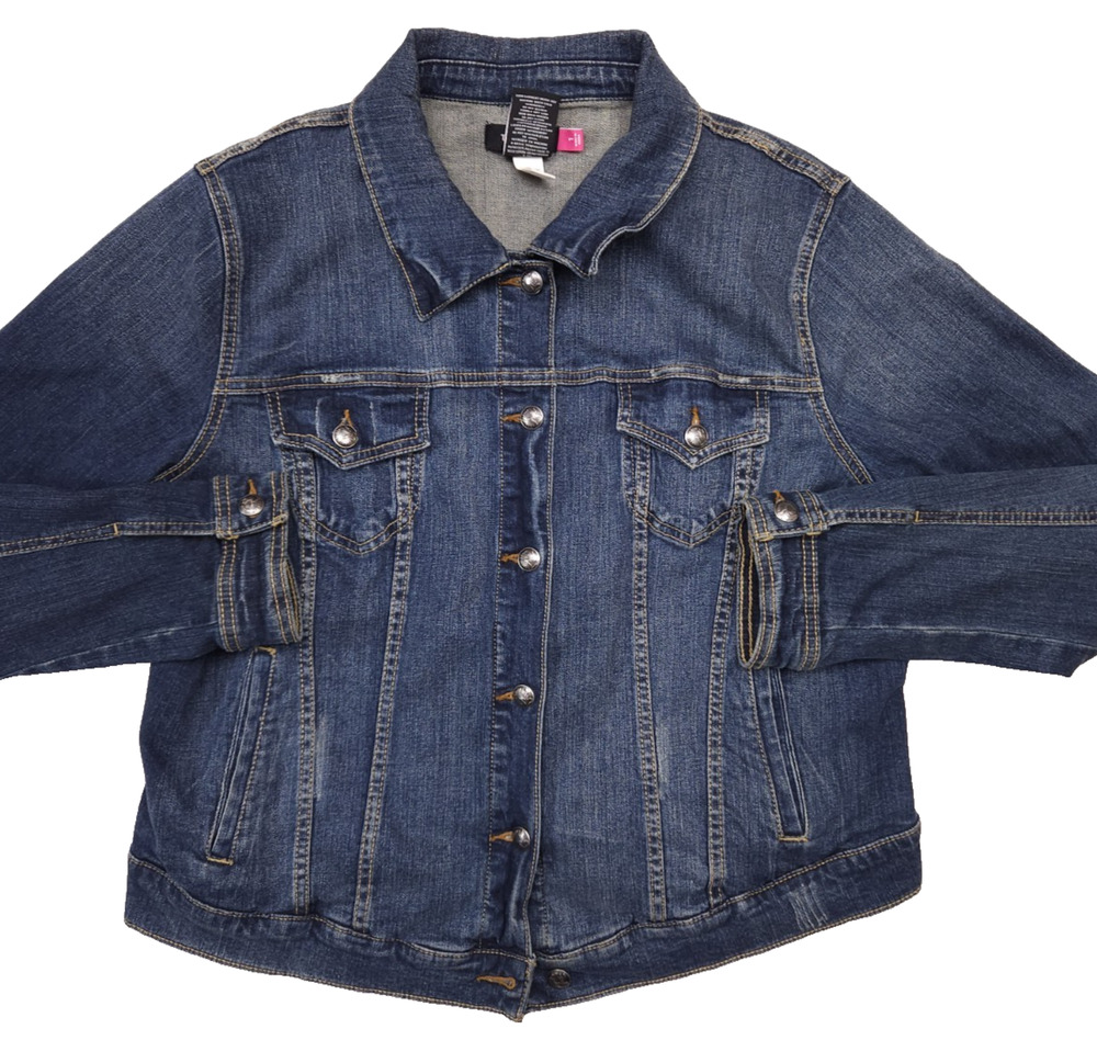Torrid Denim Jacket Womens 1 XL Blue Jean Trucker Button Front Plus Size
